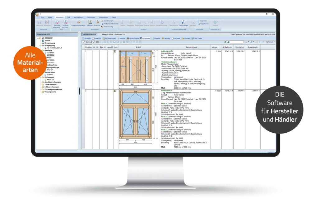 Klaes je softver za zanatlije za izradu prozora i vrata - Screenshot drvo konstrukcije prozora